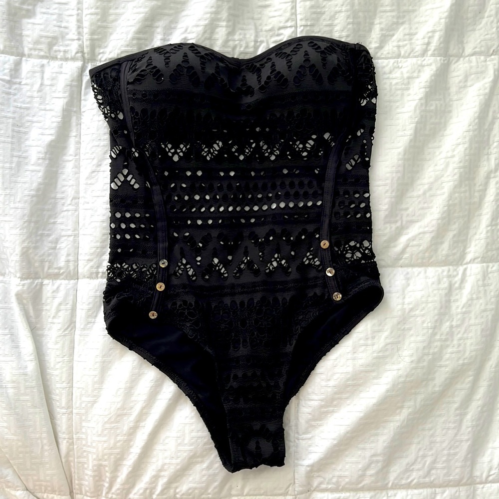 Black halter swim suit